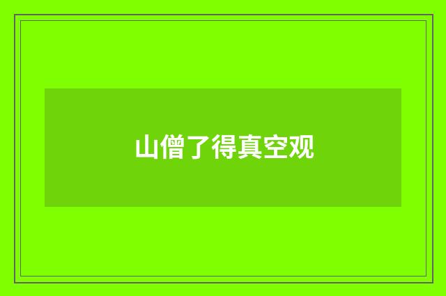 山僧了得真空观