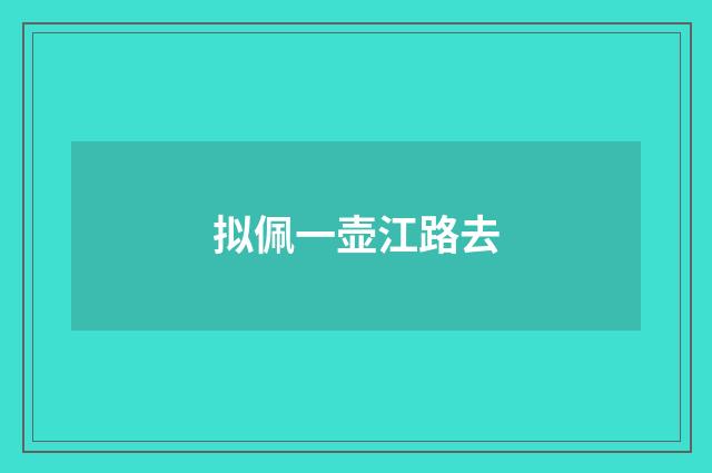 拟佩一壶江路去