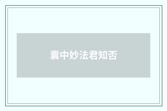 囊中妙法君知否