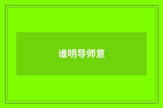 谁明导师意