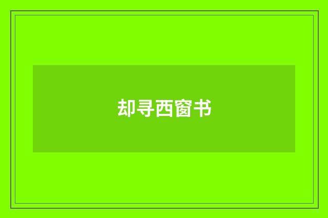却寻西窗书