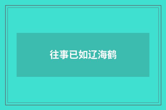 往事已如辽海鹤