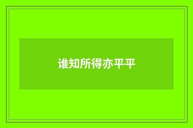 谁知所得亦平平