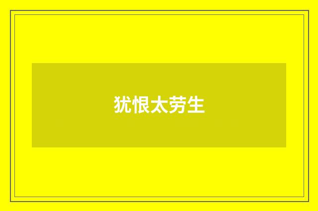 犹恨太劳生