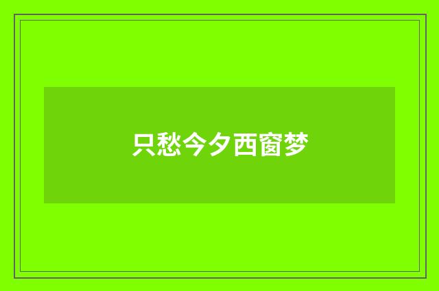 只愁今夕西窗梦