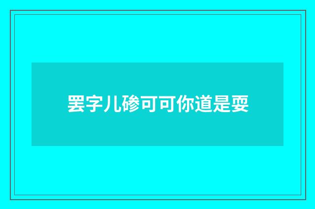 罢字儿碜可可你道是耍