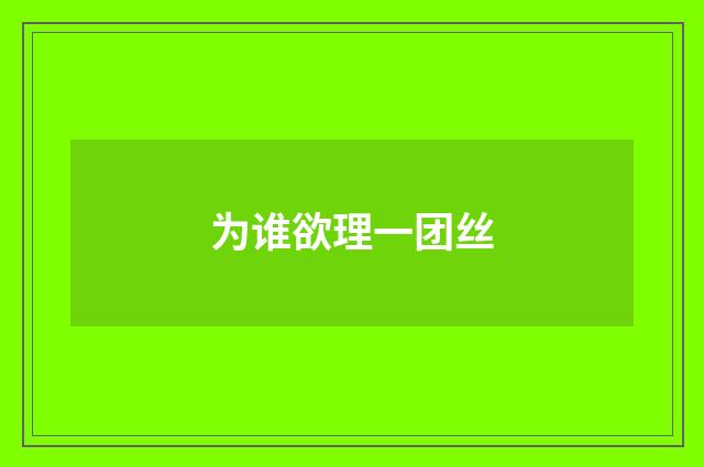 为谁欲理一团丝