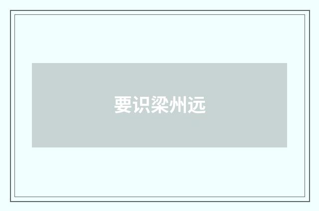要识梁州远