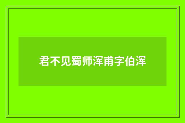 君不见蜀师浑甫字伯浑