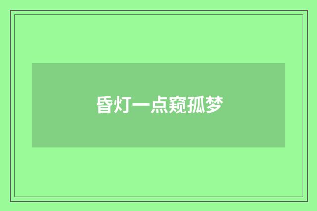 昏灯一点窥孤梦