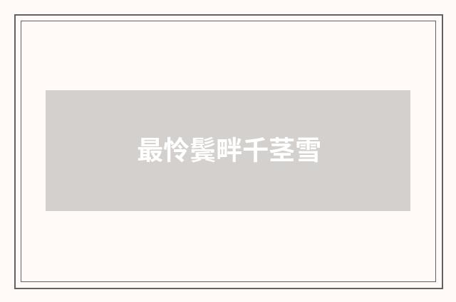 最怜鬓畔千茎雪