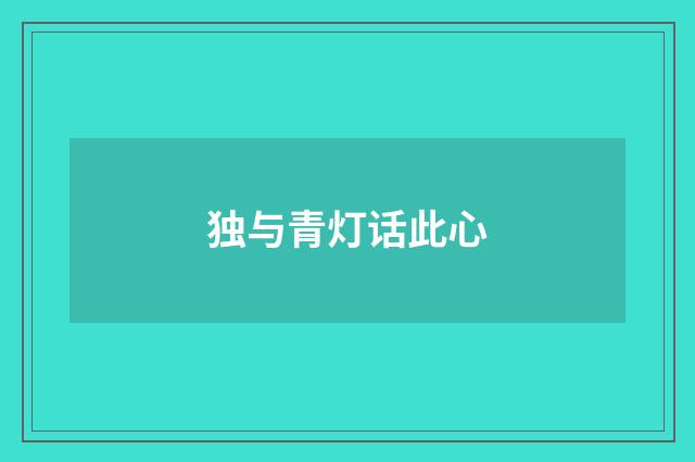 独与青灯话此心