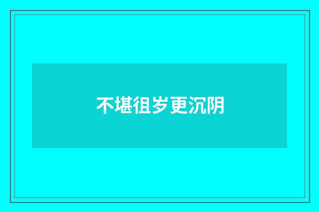 不堪徂岁更沉阴