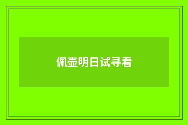 佩壶明日试寻看