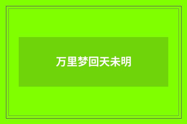 万里梦回天未明