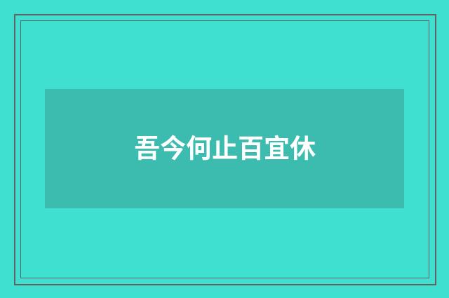 吾今何止百宜休