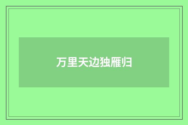 万里天边独雁归