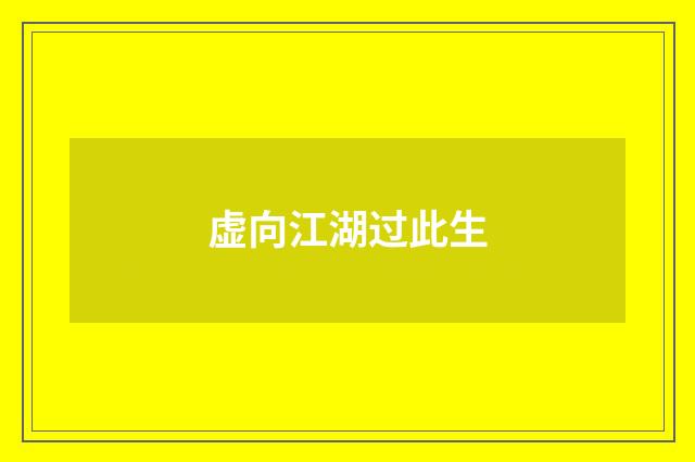 虚向江湖过此生