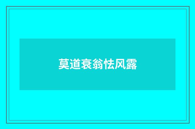 莫道衰翁怯风露