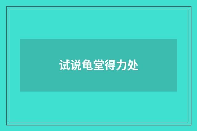 试说龟堂得力处