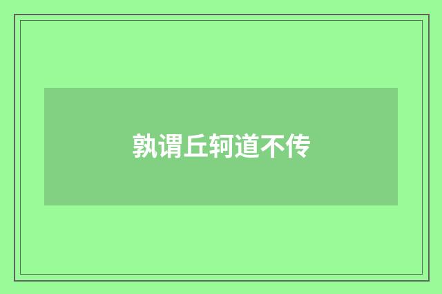 孰谓丘轲道不传