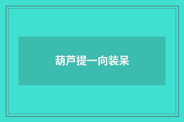 葫芦提一向装呆