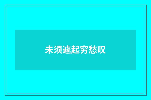 未须遽起穷愁叹