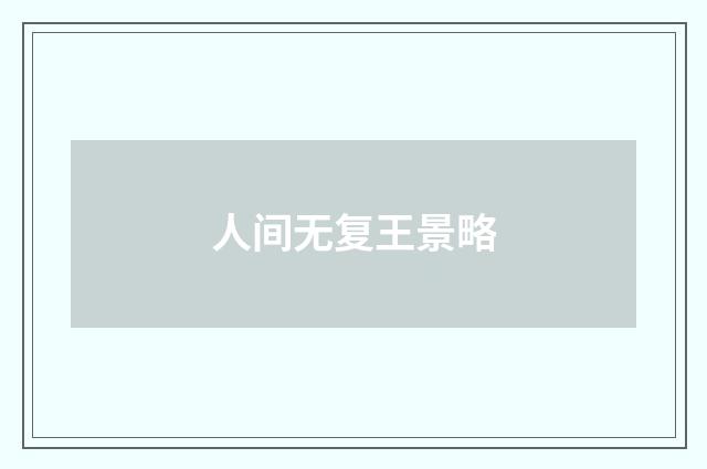 人间无复王景略