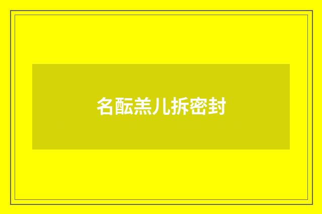 名酝羔儿拆密封