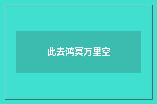 此去鸿冥万里空
