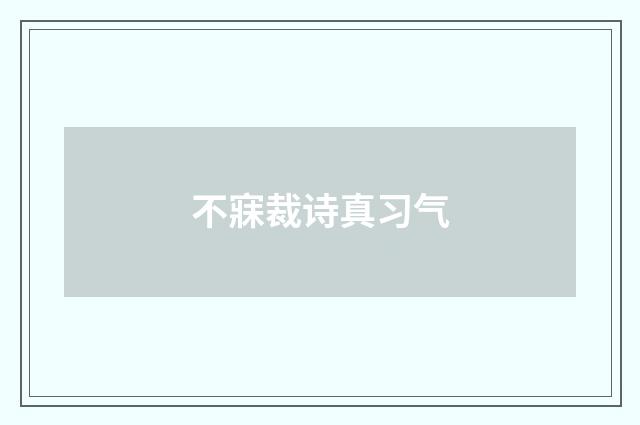不寐裁诗真习气
