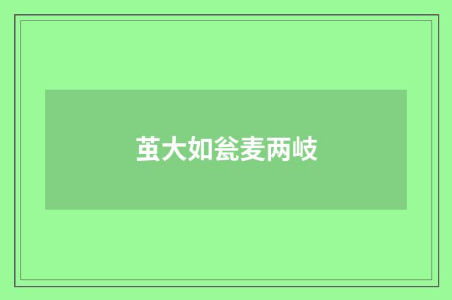 茧大如瓮麦两岐
