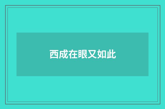 西成在眼又如此