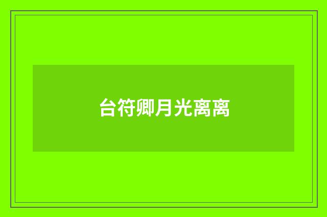 台符卿月光离离
