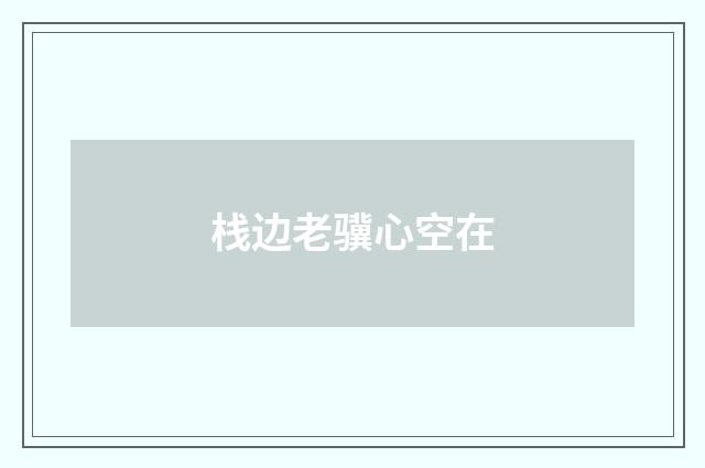 栈边老骥心空在