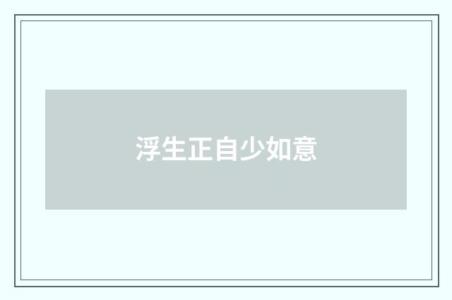浮生正自少如意