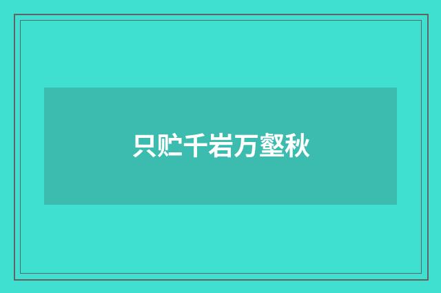 只贮千岩万壑秋