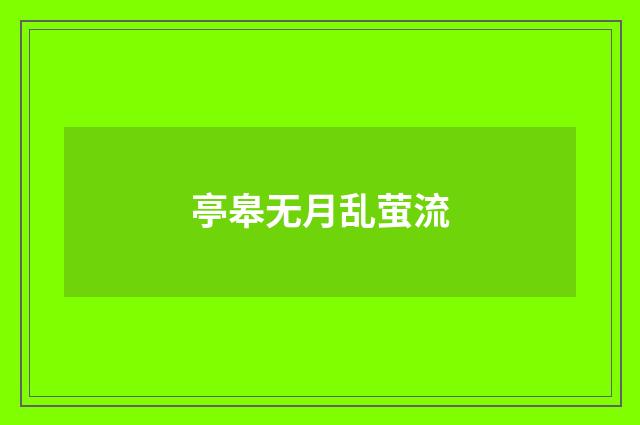 亭皋无月乱萤流