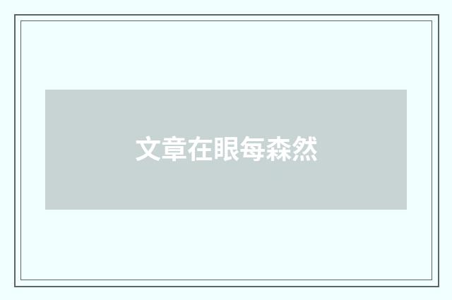 文章在眼每森然