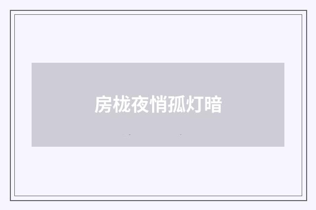 房栊夜悄孤灯暗