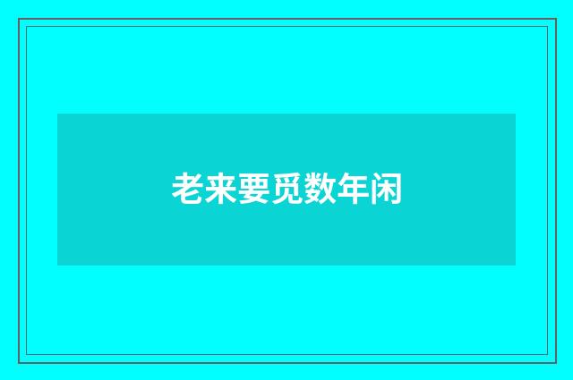 老来要觅数年闲