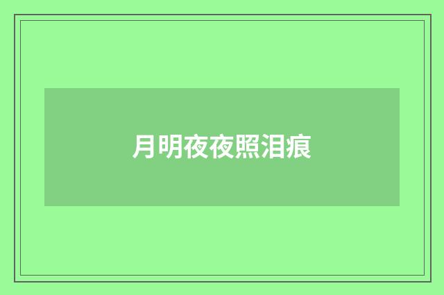 月明夜夜照泪痕