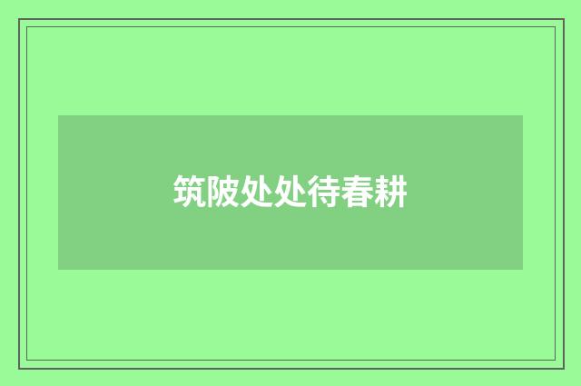 筑陂处处待春耕