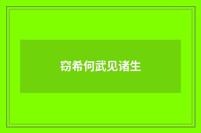 窃希何武见诸生