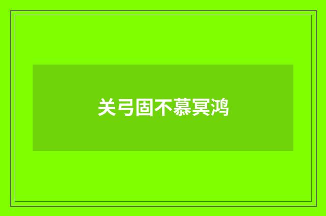 关弓固不慕冥鸿
