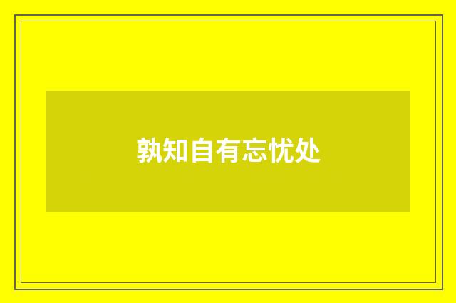 孰知自有忘忧处