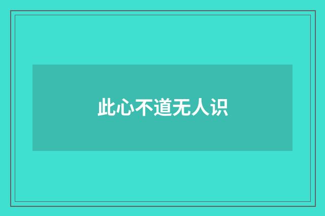 此心不道无人识