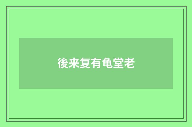 後来复有龟堂老