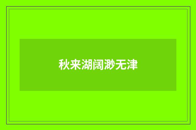 秋来湖阔渺无津