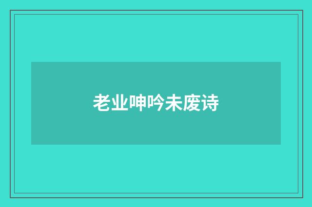 老业呻吟未废诗